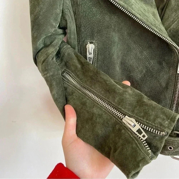 Blank NYC Free People Green Suede Moto Jacket 100% Leather Boho Womens Coat XS - Picture 10 of 16